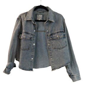 Stoosh Vintage Denim Shirt Jacket Shacket Size Small Acid Wash